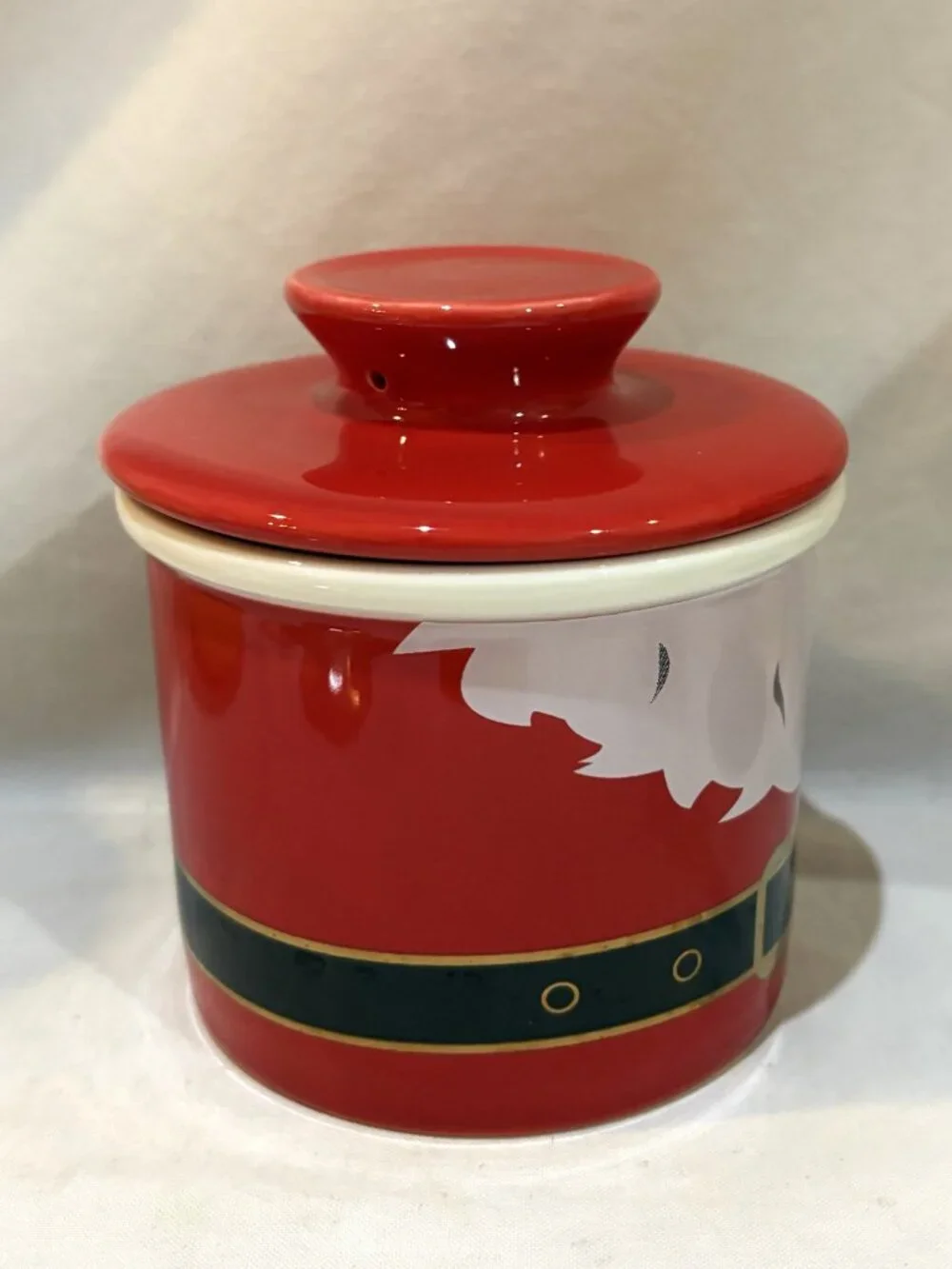 Christmas Santa Ceramic Butter Bell Crock Keeper by Sweese